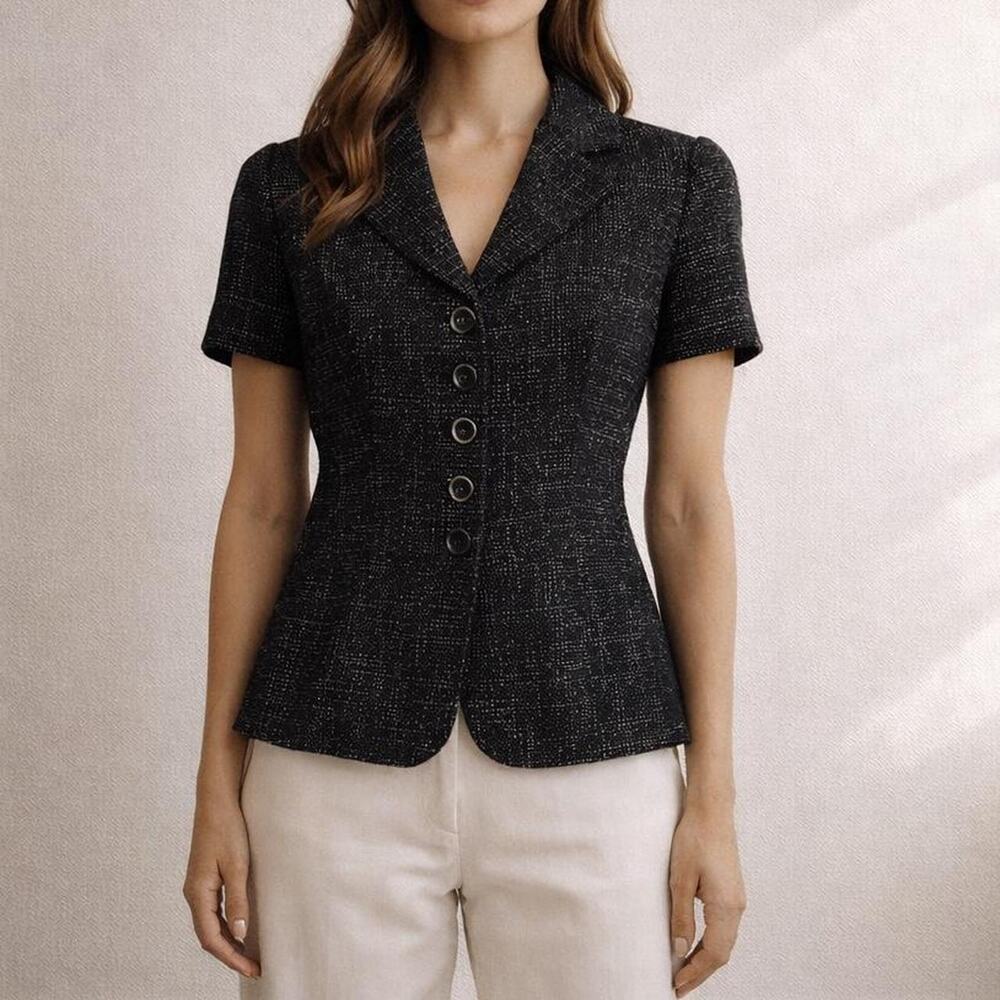 The Limited Vintage Y2K Chic Black Tweed Short Sleeve Blazer Top Size S Luxury